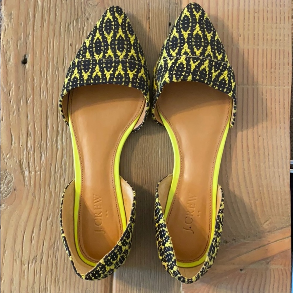 J. Crew neon and black print flats